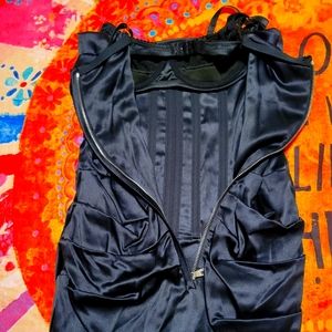 Dolce and Gabbana Black Satin Bustier Dress